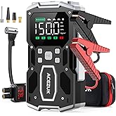 Portable Car Jump Starter with Air Compressor, ACEZUK 150PSI 8000A Jump Starter (All Gas/10.0L Diesel), 12V Battery Jump Box Car Battery Jumper Starter with 3.4" LCD Display, 2 Lights