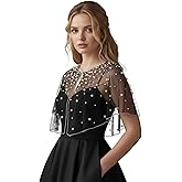 Mopmap Pearls Wedding Capes Shawl Wrap Shrug Bridal Evening Dress Jackets Flapper Bolero Cover Up for Party Formal