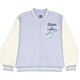 Disney Lilo & Stitch, Minnie Mouse Girls Fleece Varsity Jacket - Fuzzy Lightweight Zip-Up Bomber Jacket for Kids