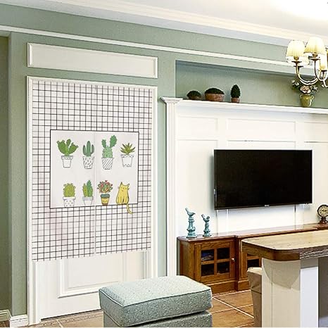 Amazon モンステラ柄 暖簾 のれん リーフ柄 花柄 部屋仕切り タペストリー 綿麻 伸縮棒付き ショート丈 目隠し 半遮光 開運 縁起 北欧調 おしゃれ シンプル キッチン お店 部屋 居酒屋 小窓用 のれん オンライン通販