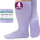 Bulinlulu Extra Width Socks for Swollen Feet-4 Pairs Hospital Grip Socks,Bariatric Socks,Diabetic Socks for Women Men 13-15