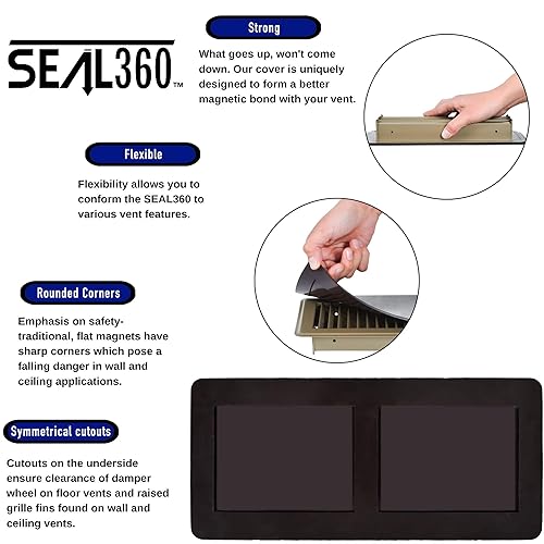 SEAL360 Magnetic Vent Covers (2-Pack), Pockets for Complete Seal