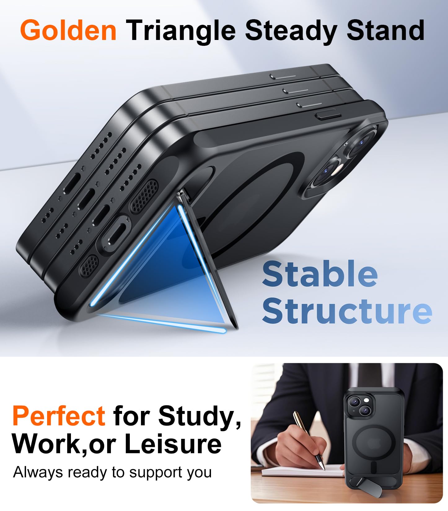 Temdan Magnetic Compatible with iPhone 14 Case/iPhone 13 Case,[Built-in Invisible Kickstand][Compatible with MagSafe][Military Grade Shockproof] Slim Translucent Matte Phone Case for iPhone 14/13 6.1