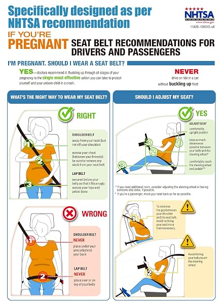 PREGNANCY CAR SEAT CUSHION FOR PREGNANT DRIVERS AND PASSENGERS – PATENT PENDING – NHTSA RECOMMENDED – PREVENT COMPRESSION OF BELLY – EASY TO SET UP – MEMORY FOAM FOR SCIATICA, HIP, COCCYX PAIN RELIEF