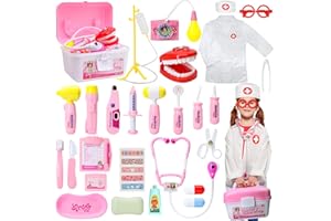 LOYO Doctor Kit Kids, 37 Pcs Dentist kit for kids, Doctors Play Set with Doctor Costume, Pretend Play Toddler Toys for 2 3 4 
