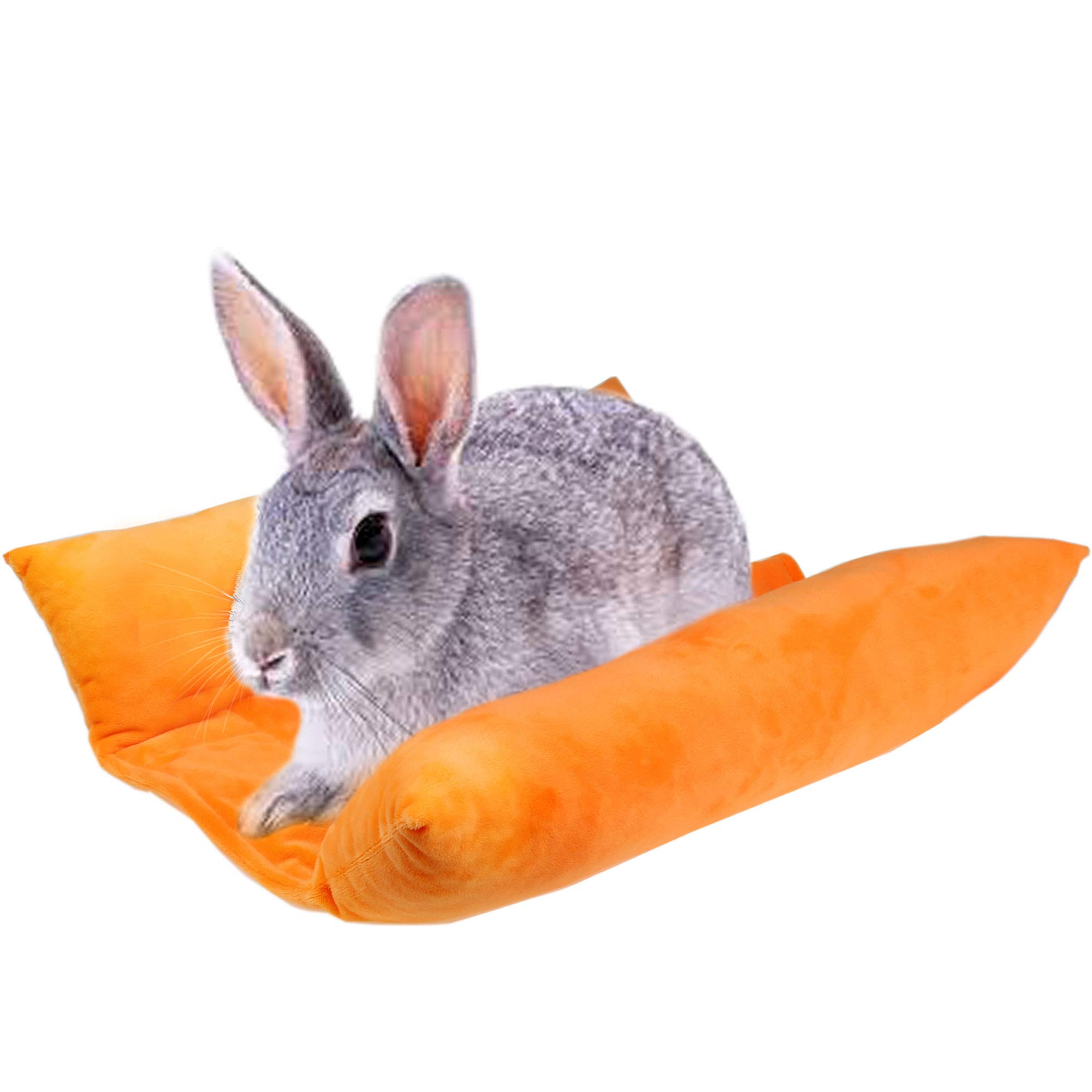 YUYUSO Bunny Bed Lounger Pillow Flop Mat Snuggle Bed with Two Cotton Pillows for Rabbit