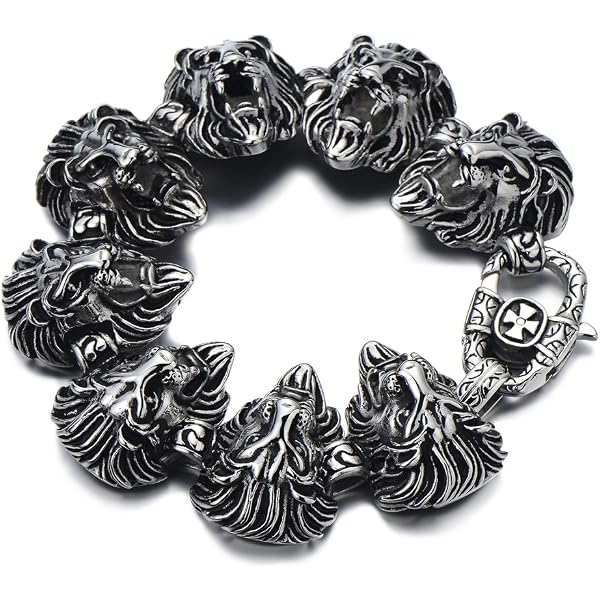 COOLSTEELANDBEYOND Men's Tiger Bangle Bracelet - Stainless Steel, Black & Silver Two-Tone - View #2
