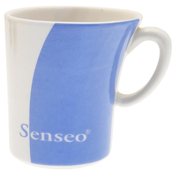 Senseo Design Porzellan Tasse in creme-weiß und blau, Glas, Kaffee, 170 ml