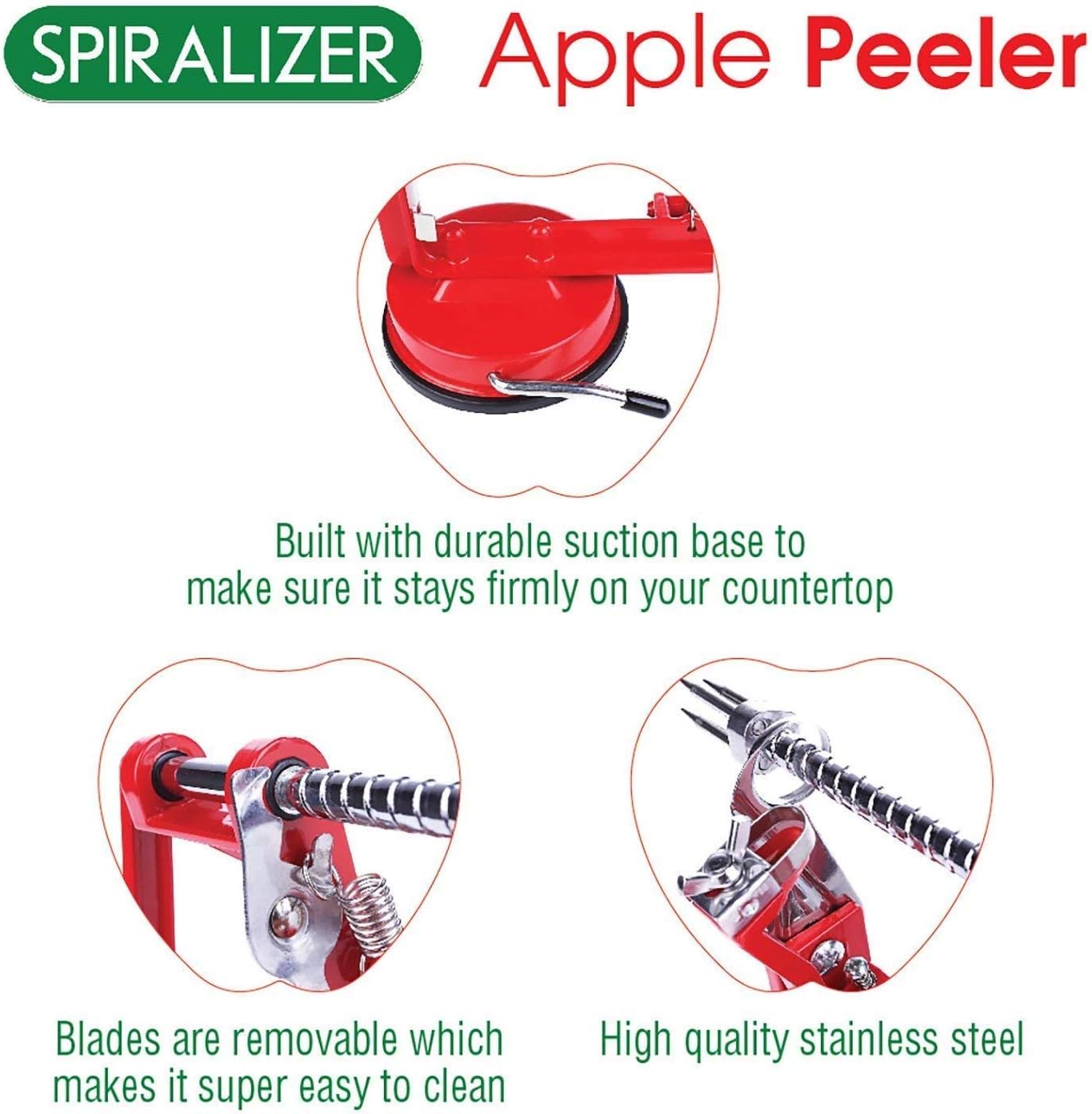 Cast Magnesium Apple/Potato Peeler Corer by Spiralizer, Durable Heavy Duty Die Cast Magnesium Alloy Peelers: Kitchen & Dining