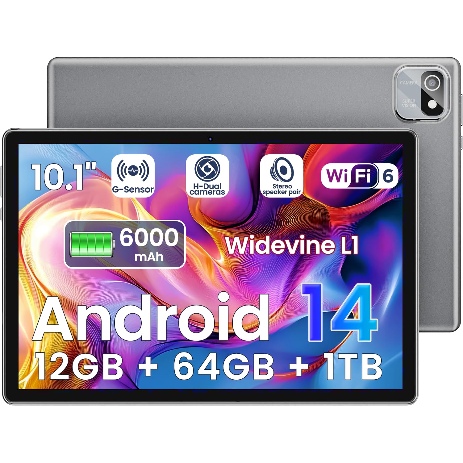 Photo 1 of **PARTS ONLY LOCKED TO PREV. ACCOUNT**
Tablet, 10.1 Inch Android 14 Tablet Octa-Core, 12GB RAM+64GB ROM 1TB Expand, 2+8MP Camera, BT5, Tablets PC 2.4/5G WiFi 6,1080 IPS FHD Screen, Tablets Android Gifts for Men Women
