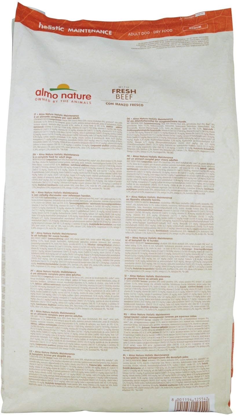 Almo Nature Life Maintenance Dry Dog Food M Beef 12 kg - Complete Kibble for Adult Medium Breed Dogs, transparent, 12 kg (Pack of 1) - Image 4
