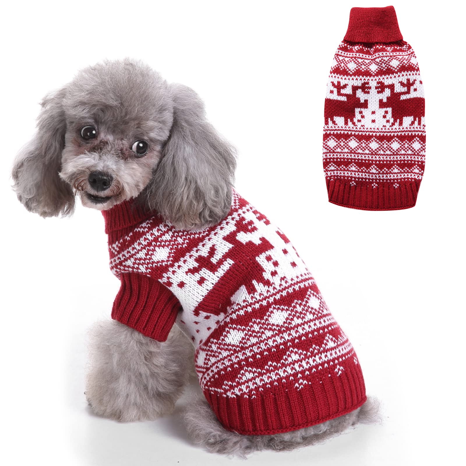 Knitted Pet Jumper - Soft Winter Dog & Cat Sweater - Christmas Xmas Sweater Clothes - Small to Large Sizes - Medium, Style-2