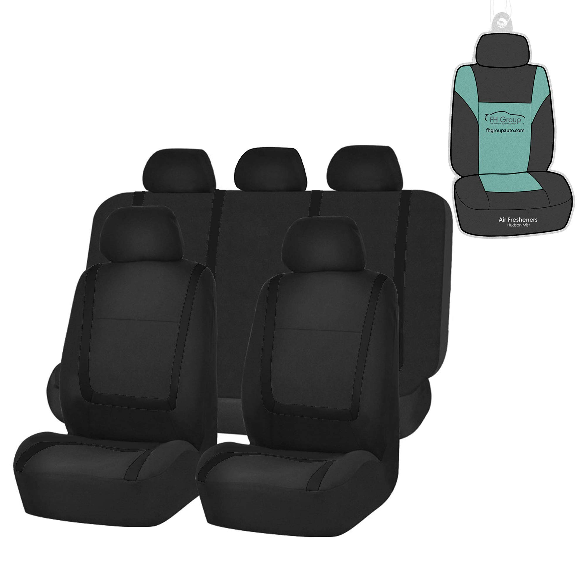FH Group FB032115 Unique Flat Cloth Seat Covers (Black) Full Set with