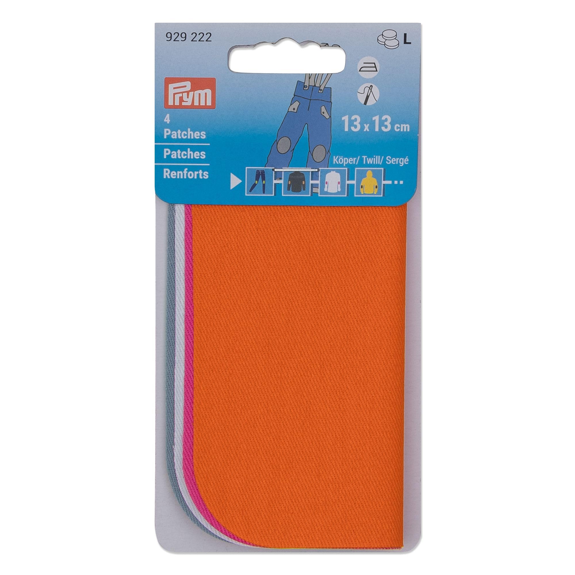 Prym 929222 Twill Repair Patch 13 x 13 cm Orange Pink White Blue