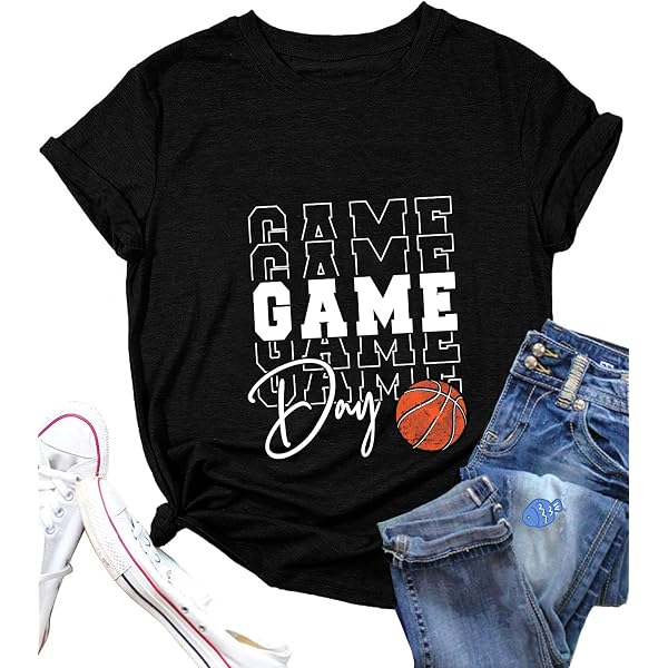 Women's Basketball Lover T-Shirt – Short Sleeve Casual Top, 60% Cotton 35% Polyester 5% Spandex, Basketball Mom Sports Gift - View #13