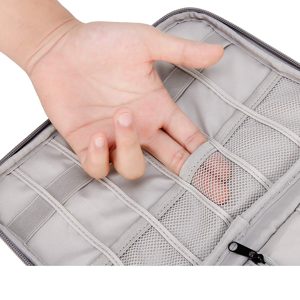 Supfox Dual Layer Electronic Organizer,Waterproof Cable Handbag 2 Layer Travel Gear Organizer Electronics Accessories Cord Tablet Handbag Pouch (Grey)