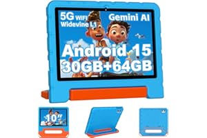 2025 Kids Tablet 10 inch Android 15 Tablets for Kid Octa-Core, 30GB+64GB (TF 1TB), Toddler Tablet with Shockproof, 5G WiFi, P