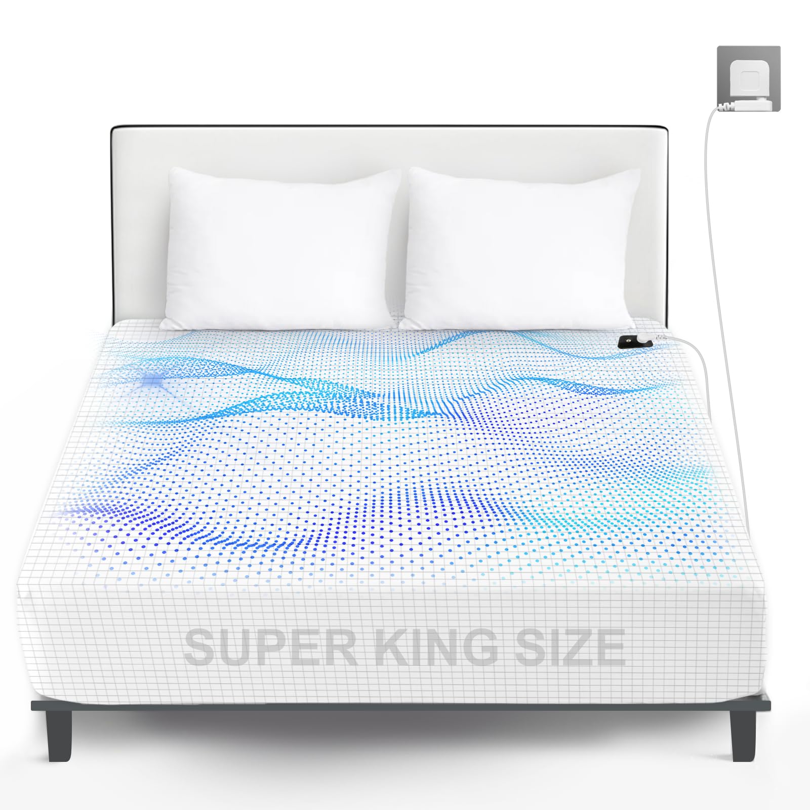 Grounding Bed Sheet Super King Size, Elastic Full Wrap Grounding Mat Earthing UK, 90% Organic Cotton + 10% Pure Silver Fiber, Natural Wellness & Healthy Earth Energy Mat (198 x 203 x 30 cm)