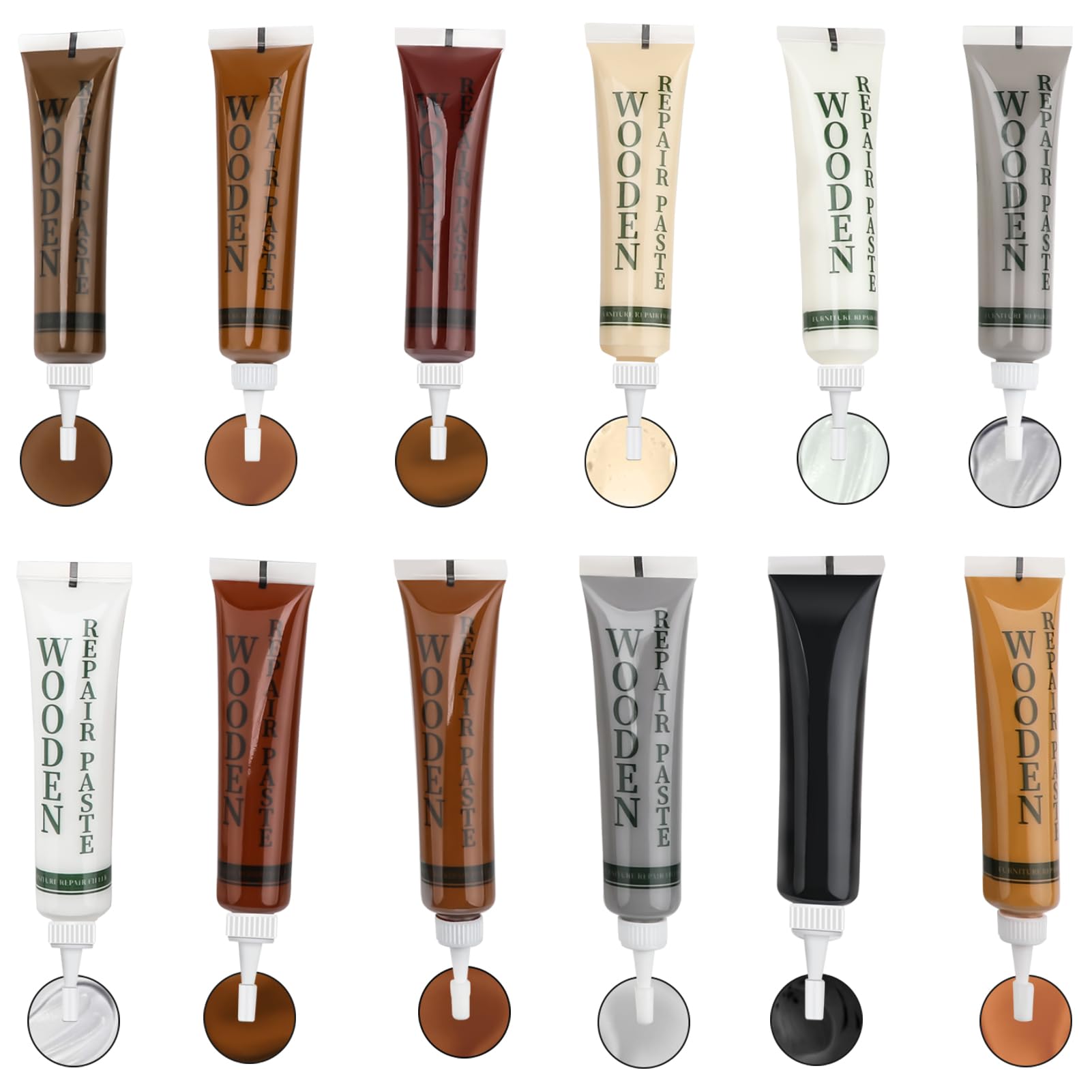 Wood Furniture Repair Kit, 12 Colour Wood Repair Kit Laminate Floor Repairs, Wood Touch up Fillers for Wooden Cabinet, Floor, Door, Table Scratches Cracks Holes Stains