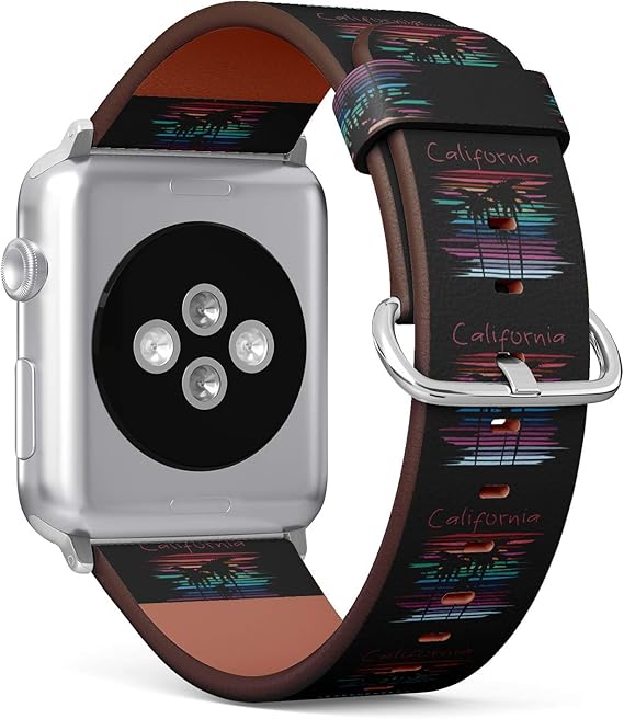 Amazon S Type Iwatchレザーストラッププリントリストバンド Apple Watch 4 3 2 1スポーツシリーズ 42mm 用 サーフィンやサーフスローガンのテーマのトロピカルイラストレーション カリフォルニア ドリーミング スマートウォッチアクセサリ 通販