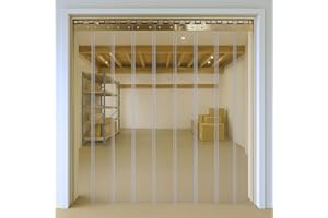 Byson PVC Strip Curtain Door Kit 8 x 8 Feet (2.4 x 2.4 Meters) Coldroom Vinyl Clear Plastic Curtain Kit with 16 Strips (2mm Thick and 200mm Wide)