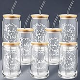 Tanlade 8 Pcs Bridesmaid Proposal Gifts 16 oz Glass Cups Maid of Honor Gift Mother of the Bride, Mother of the Groom, Matron of Honor Bridal Shower Gifts Tumbler Wedding Favors Bachelor Party Favors