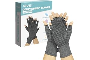 Vive Arthritis Gloves with Grips - Men & Women Textured Fingerless Compression - Open Finger Hand Gloves for Rheumatoid and Osteoarthritis - Arthritic Joint Pain Relief for Computer Typing (Small)…