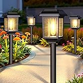 Mancra Solar Outdoor Lights Waterproof, 8 Pack Metal Glass Solar Pathway Lights Outdoor Lighting Garden Decor for Landscape Path Yard Patio Driveway (Warm White)