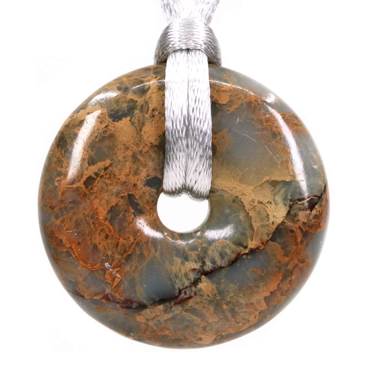 CHENYUE Natural Serpentine Peace Donut 30M Beads Adjustable Braided Macrame Tassels Pendant Unisex