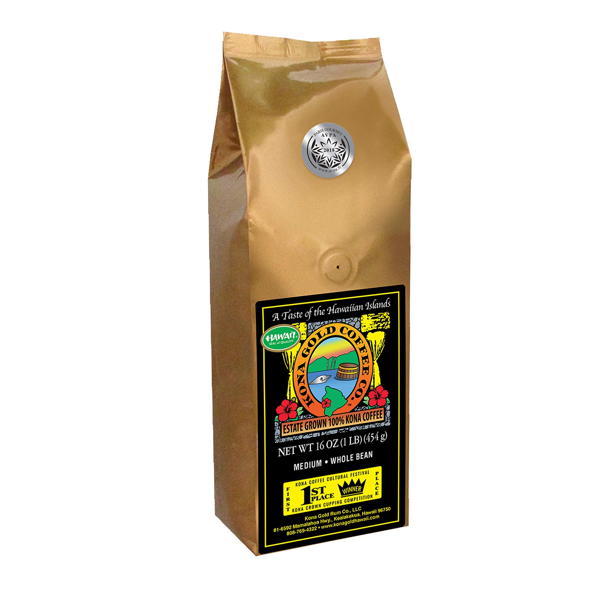 100 Kona Coffee Whole Bean 'Kona Bloom' (Extra Fancy