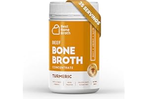 Grass-Fed Beef Bone Broth Concentrate — Turmeric Flavour | Full of Protein & Collagen | 35 Servings / 2.25 Gallons | Just Add