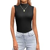 JUSTFASHIONNOW Mock Turtleneck Sleeveless Tops Stretchy Relax Fit Casual 2026 Summer Layer Tank Top
