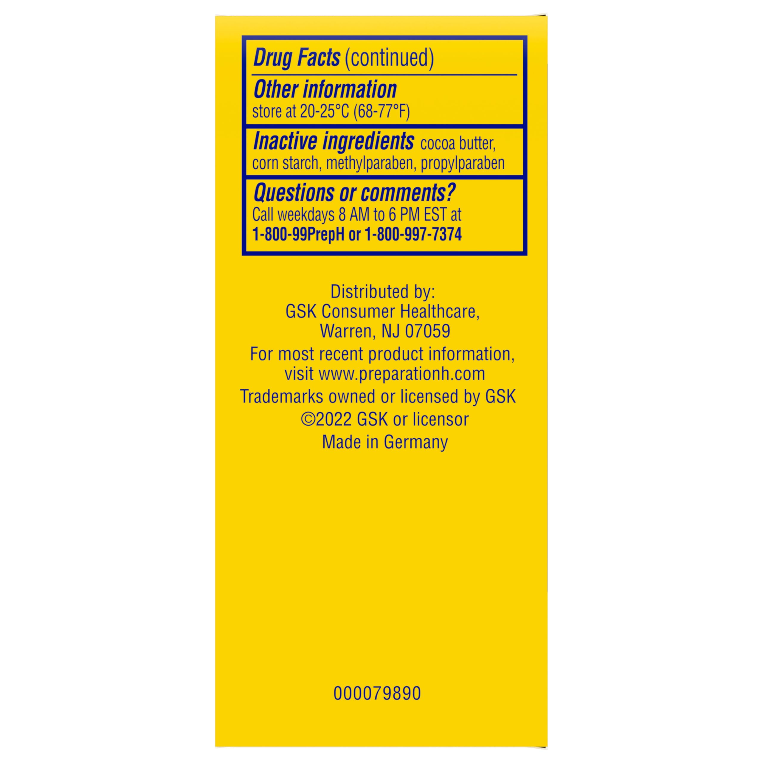 Preparation H Hemorrhoid Suppositories For Itching And Discomfort Relief - 12 Count (Pack of 1)