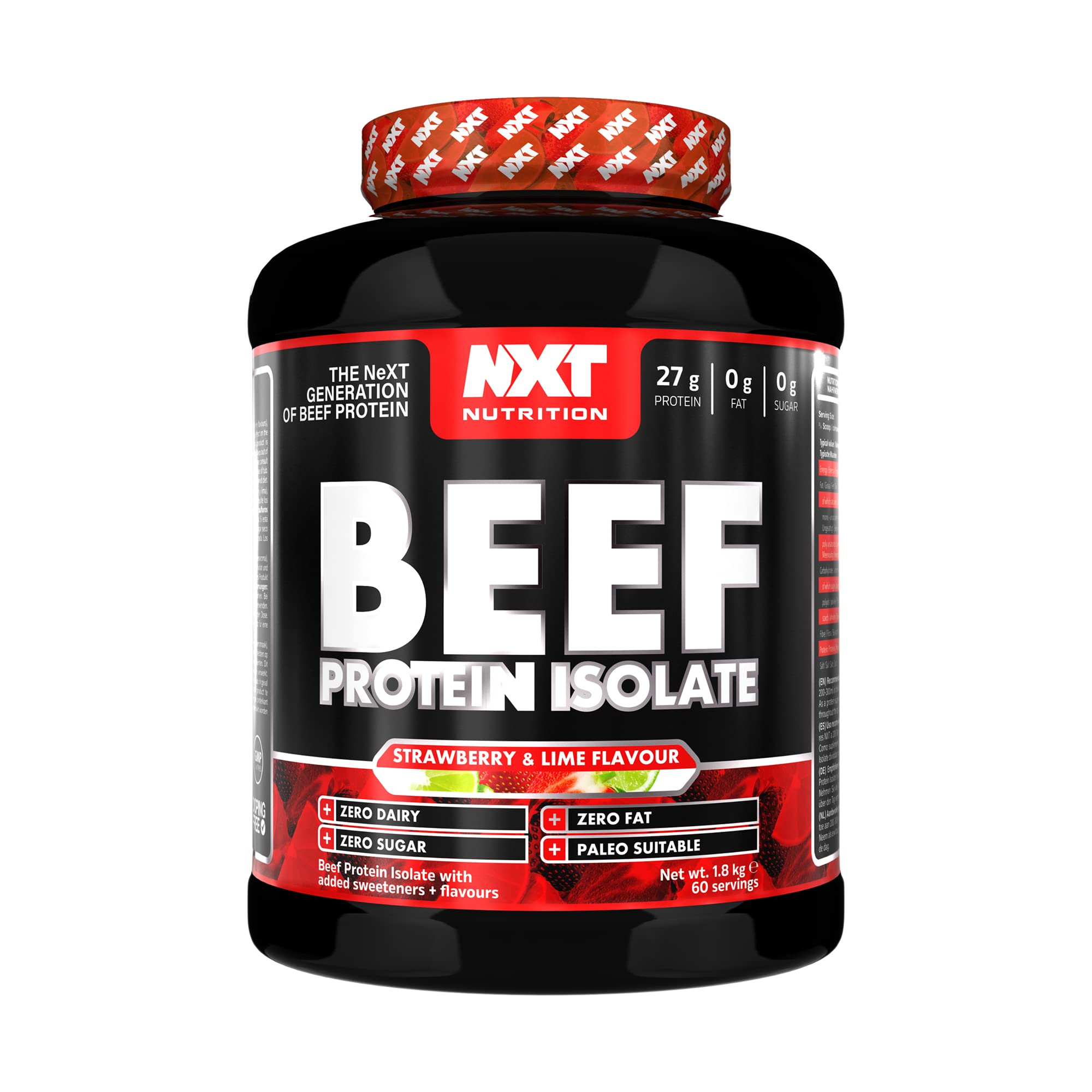 NXT Nutrition Beef Protein Isolate Powder - Protein Powder High in Natural Amino Acids - Paleo, Keto Friendly - Dairy and Gluten Free | 1.8kg | Strawberry Lime Crush