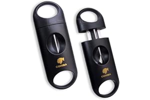 CIGAR IN STYLE 2 Pcs Black V Blade Plastic Handle Stainless Steel Cigar Cutter