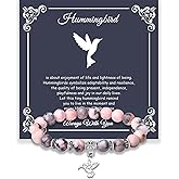 Hummingbird Gifts for Women, Motivational Gifts for Mom, Mothers Day Hummingbird Bracelet, Strength Bracelets for Women, Gifts for Her, Anxiety Bracelet, Stretch Natural Stone Beaded Bracelets