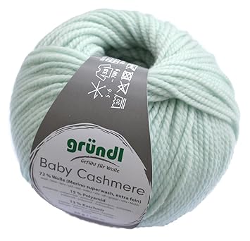 Wolle pastellfarben Gründl Baby Cashmere Fb. 06 Hell Aqua, Weiche Babywolle Pastell, Wolle mit Kaschmir und Merino Zum Strick