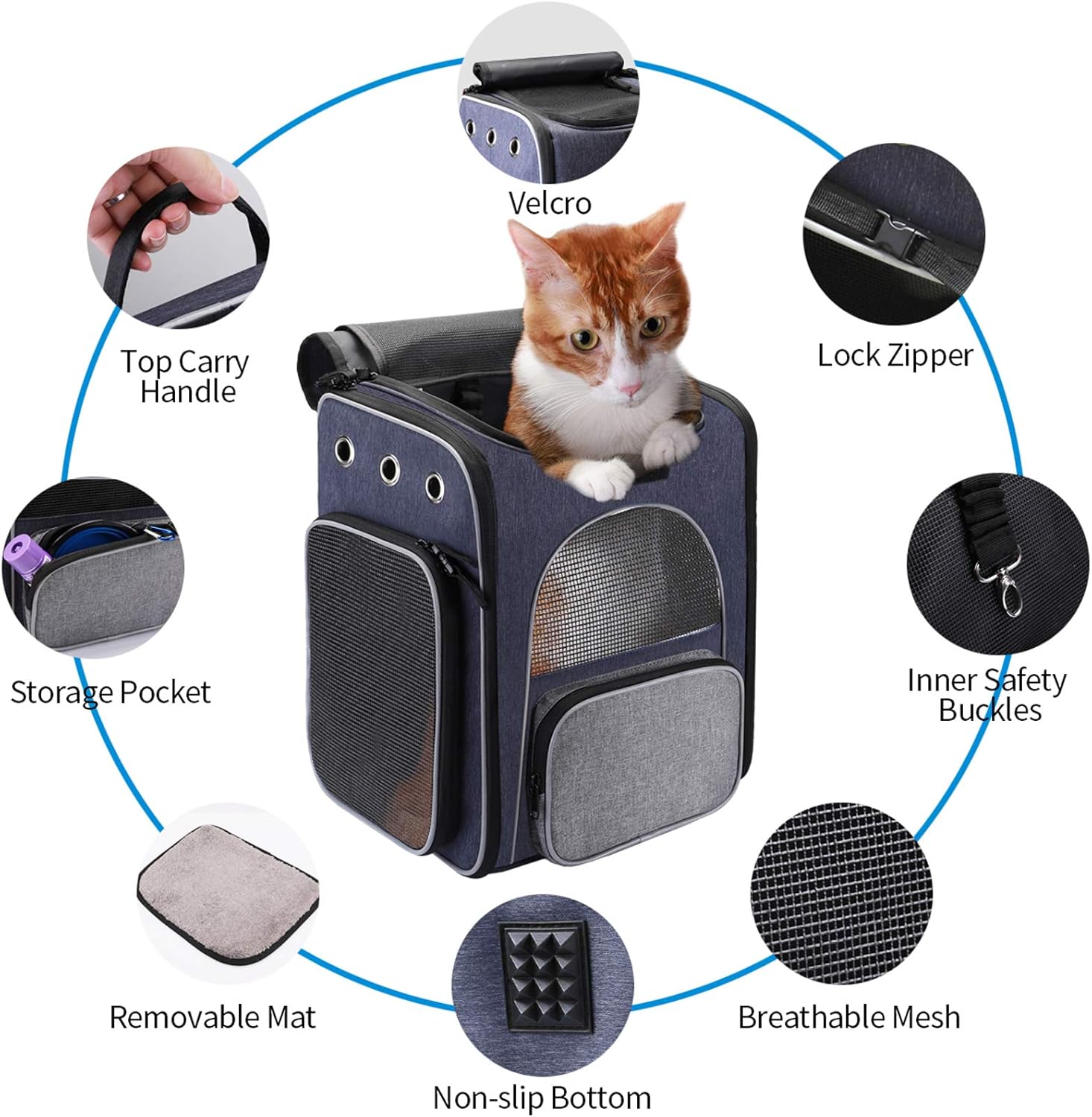 morpilot Dog Backpack, Foldable Cat Backpack Carrier for Cats and Small Dogs, Breathable Pet Carrier Backpack with Inner Safety Leash + Folding Dog Bowl, Ideal for Hiking, Traveling, Outdoor Use : Pet Supplies