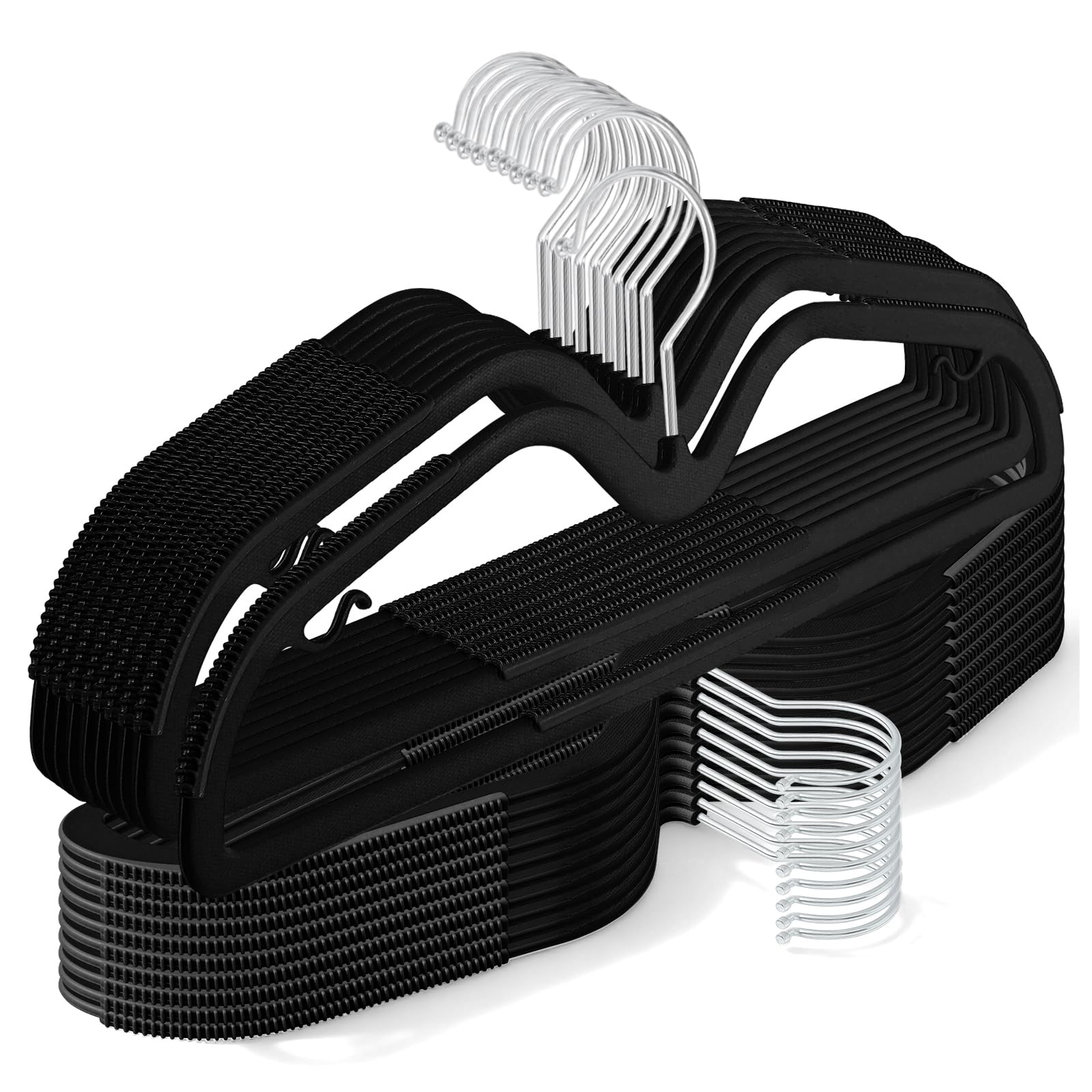 Photo 1 of LemonRoad 50 Pack Upgraded Plastic Short Neck Hangers, Anti-Slip Space Saving Hangers with 360 Swivel Hooks for Shirt Clothes Jackets Dresses, Smooth, Not Velvet (Black)