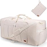 120L Travel Duffle Bag for Men and Women, Urtala 34” Large Duffle Bag for Traveling with Shoe Compartment, Foldable Duffel Bag Water & Tear Resistant (Beige)