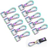FUYEJIA Metal Rainbow Swivel Snaps Hooks with rainbow d rings and Tri-Glides rainbow purse hardware Slide Buckles