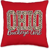 Leopard Print Buckeye Girl Ohio Home Buckeye State Throw Pillow