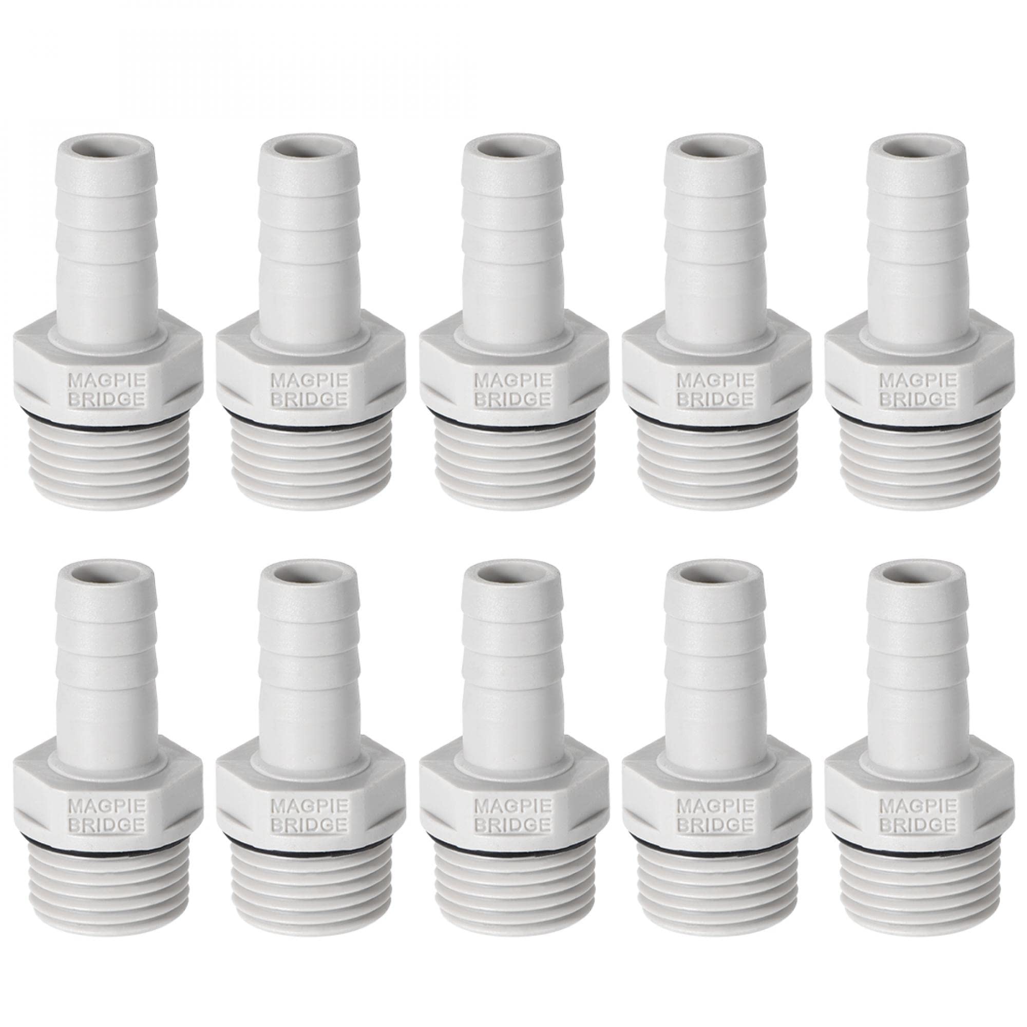 sourcing map PVC Barb Hose Fitting Connector Adapter 12mm or 15/32" Barbed x 1/2" G Male Pipe 10pcs