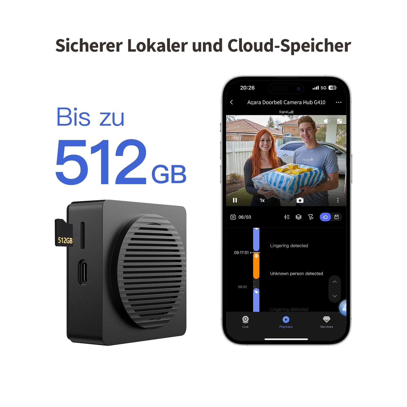 Aqara Smarte Türklingel mit Kamera G410,2K,Homekit-Sicherheits-Video,2-Wege Audio,Integrierte Matter Hub,drahtlos/draht, kompatibel Apple Home,Google,Home-Assistant,2.4/5GHz WLAN, mit Chime, Schwarz 7