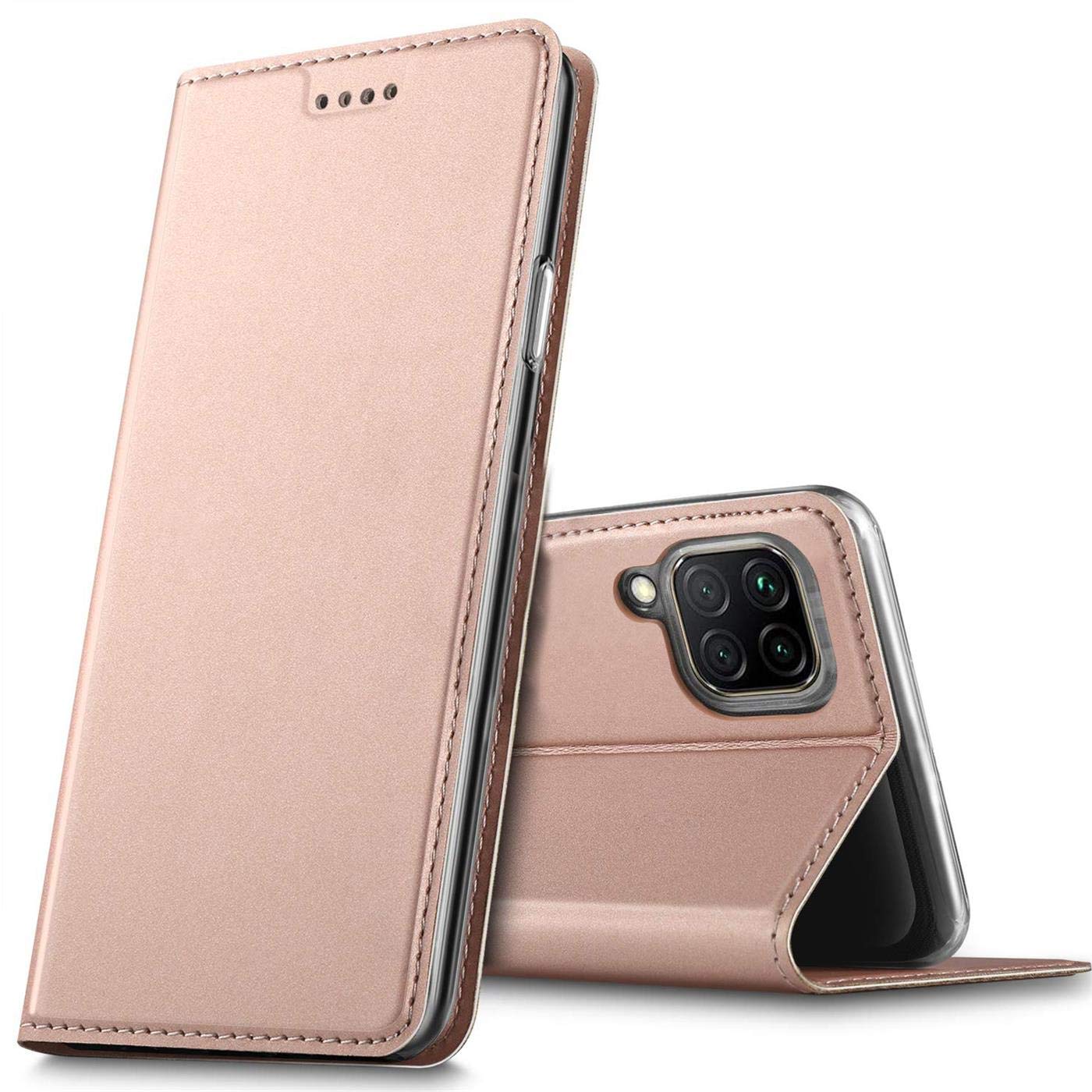 Verco Case compatible with Huawei P40 Lite, Flip Wallet Cover with Magnetic Closure for Huawei P40 Lite Phone Case - rose gold