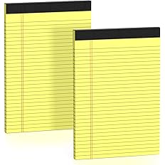 Yellow Legal Pads 8.5 x 11 Note Pads Wide Ruled 2 Pack, Notepad 8.5 x 11 Inch Canary Yellow Paper 21lb Micro Perforated Writi