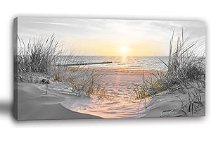 Yxbhhym-Beach Wall Art Prints Sunset Black and White Wall Art Coastal Wall Decor Ocean Picture for Living Room Wall Art Bedro