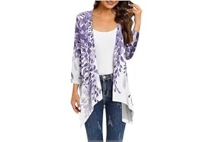 HPJKLYTR Kimono Cardigan 3/4 Sleeve Cardigan for Women,Plus Size Gradient Open Front Lightweight Summer Cardigan With Pocket