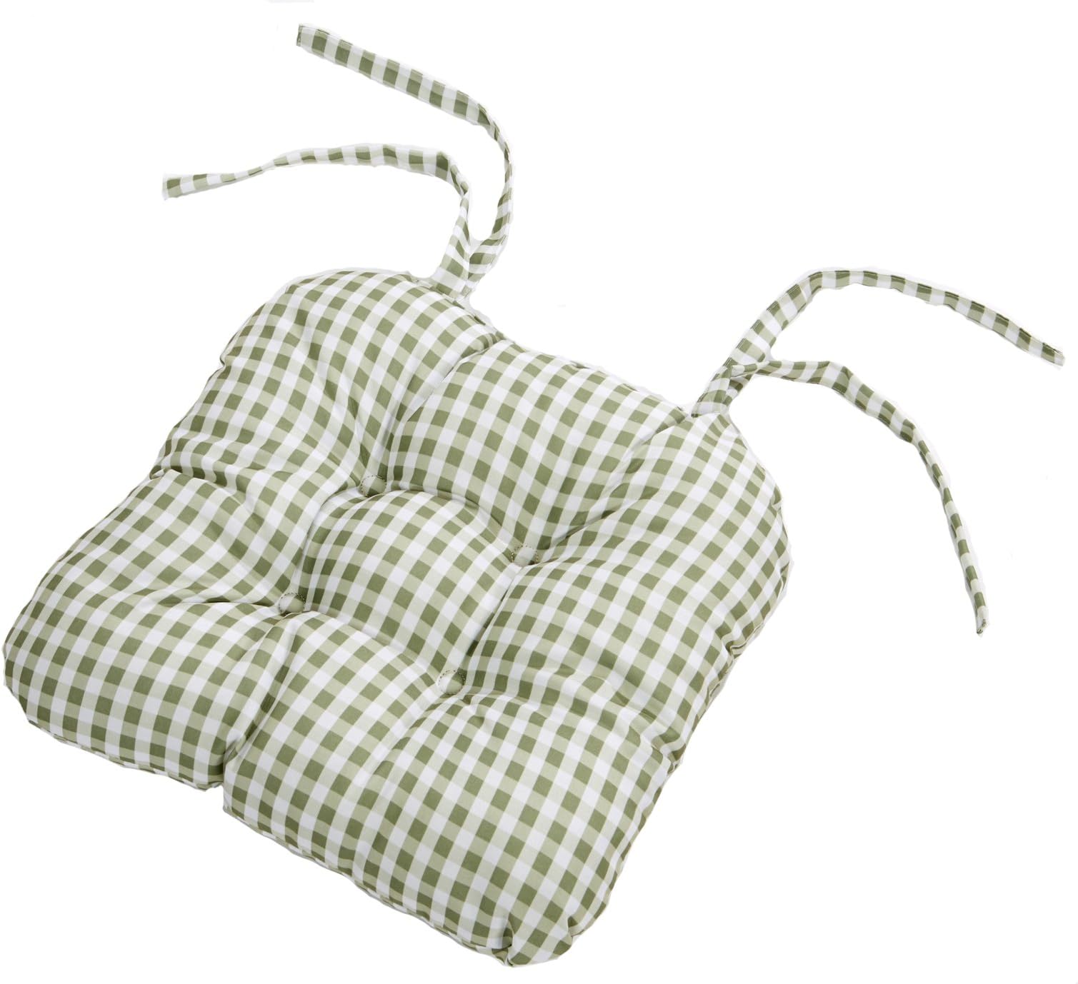 Country Look Sage Gingham Pack Of 4 Seat Pads (16in x 16in - 40cm x 40cm Approx)