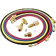 Lichamp 4 Pieces 5FT AC Manifold Gauge Hose Kit with 4 Pieces AC adapters Fits R134A R410A R404A R12 R22 R502 R1234YF Refrigerants